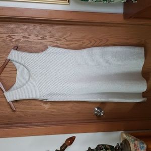 Athleta Grey and White Striped Dress, Size L.